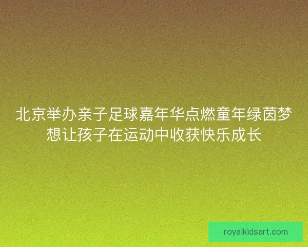 北京举办亲子足球嘉年华点燃童年绿茵梦想让孩子在运动中收获快乐成长