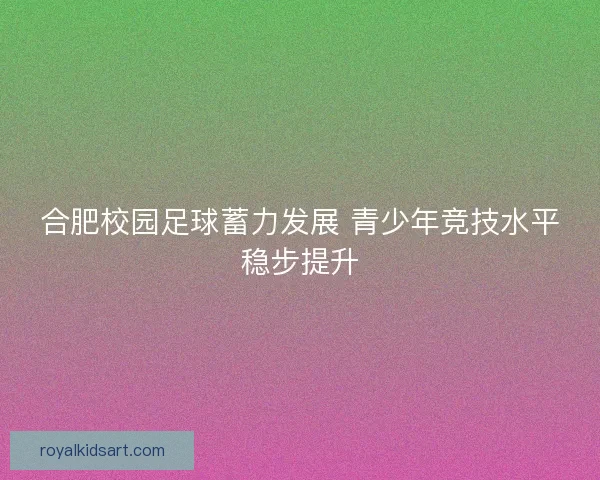 合肥校园足球蓄力发展 青少年竞技水平稳步提升
